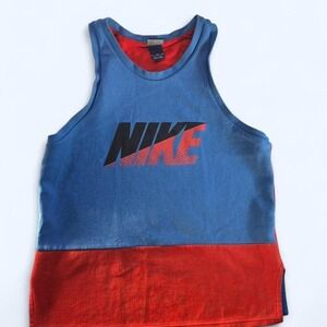 Vtg! Nike Advance Fleece Color Block Tank Top Sz M Black Label Reto‎ Basketball